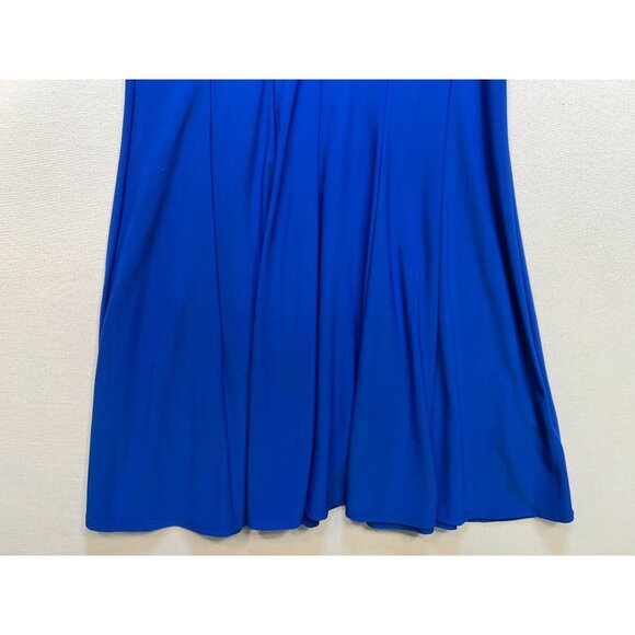Lauren Ralph Lauren Women's Faux Wrap V Neck Dress Cap Sleeve Sz 14 Royal Blue - Picture 6 of 10